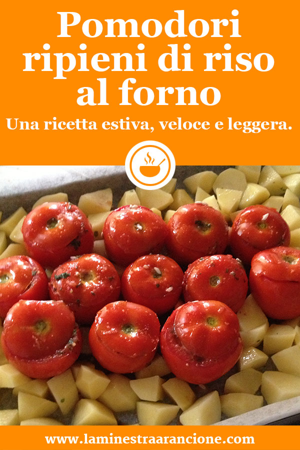 Pomodori ripieni di Riso con Patate al forno.