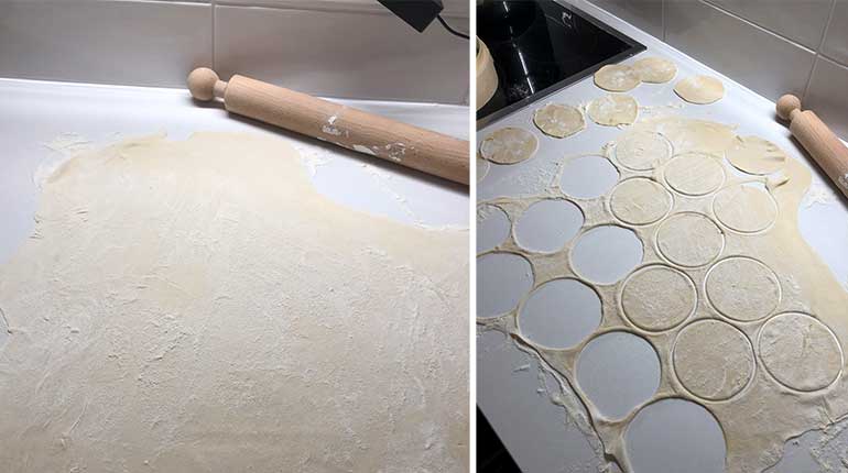 Prepariamo i dischetti che diventeranno poi Ravioli da cucinare al vapore.